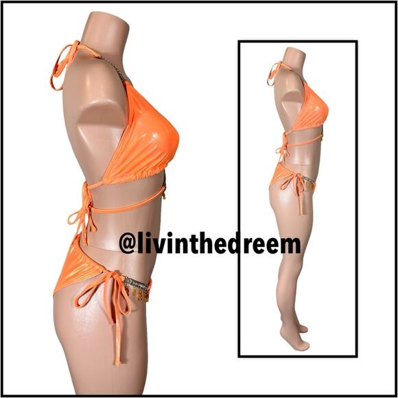 MODA MINX MAGIC IN MAKO WRAP TRIANGLE XL & RUCHED TIE SIDE BIKINI BOTTOMS L $79 - Picture 9 of 14